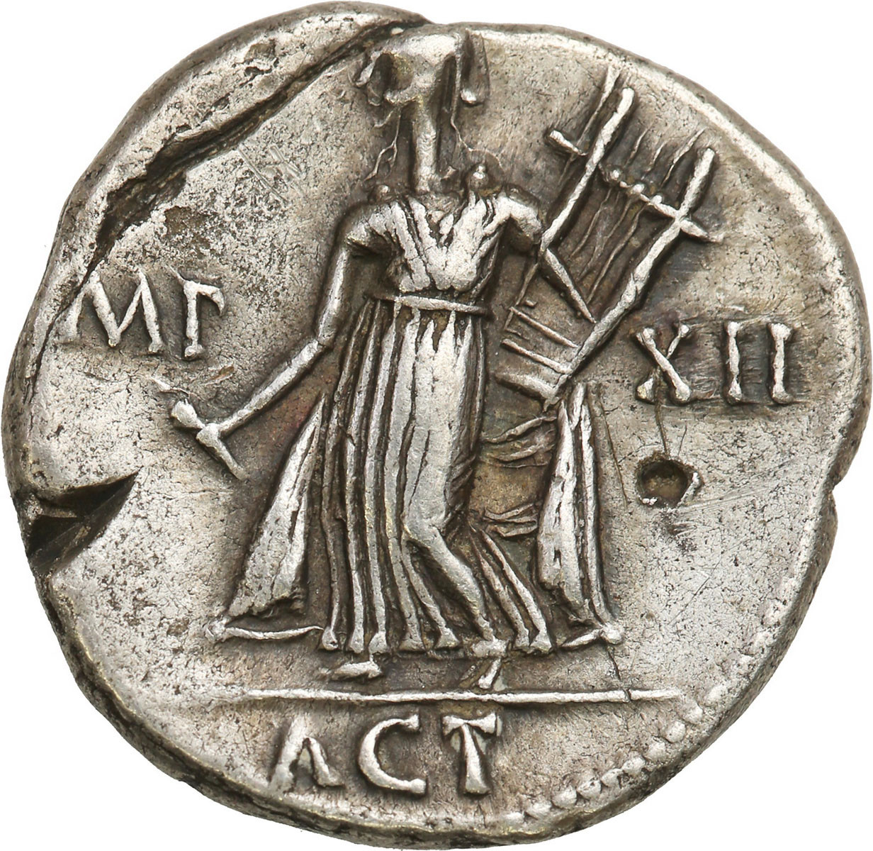 Cesarstwo Rzymskie, Oktawian August 27 p. n. e. - 14 n. e. Denar, Lugdunum